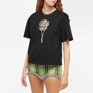 AREA Crystal flower relaxed t shirt